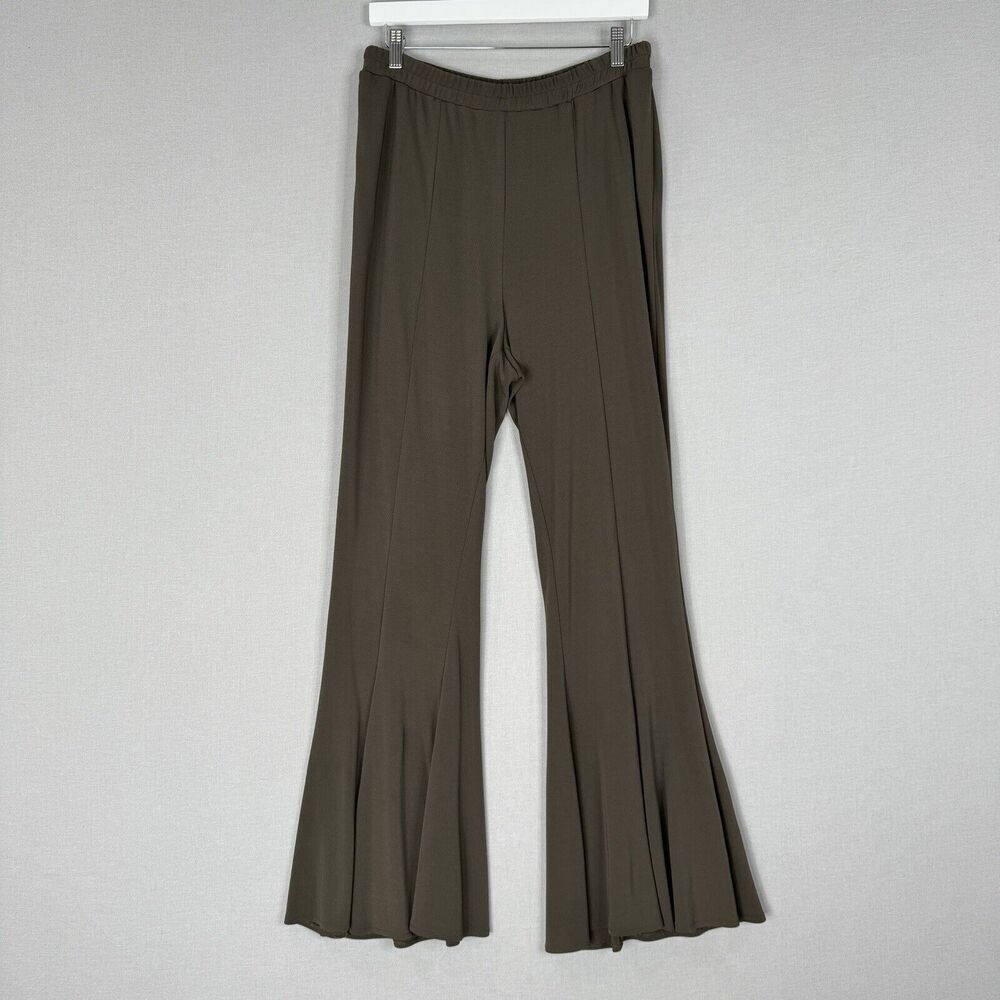 Chalou Womens Pants 14 Green Bell Bottom Flare Pull On Jersey Knit Comfy Retro